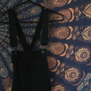 Jean length black overalls